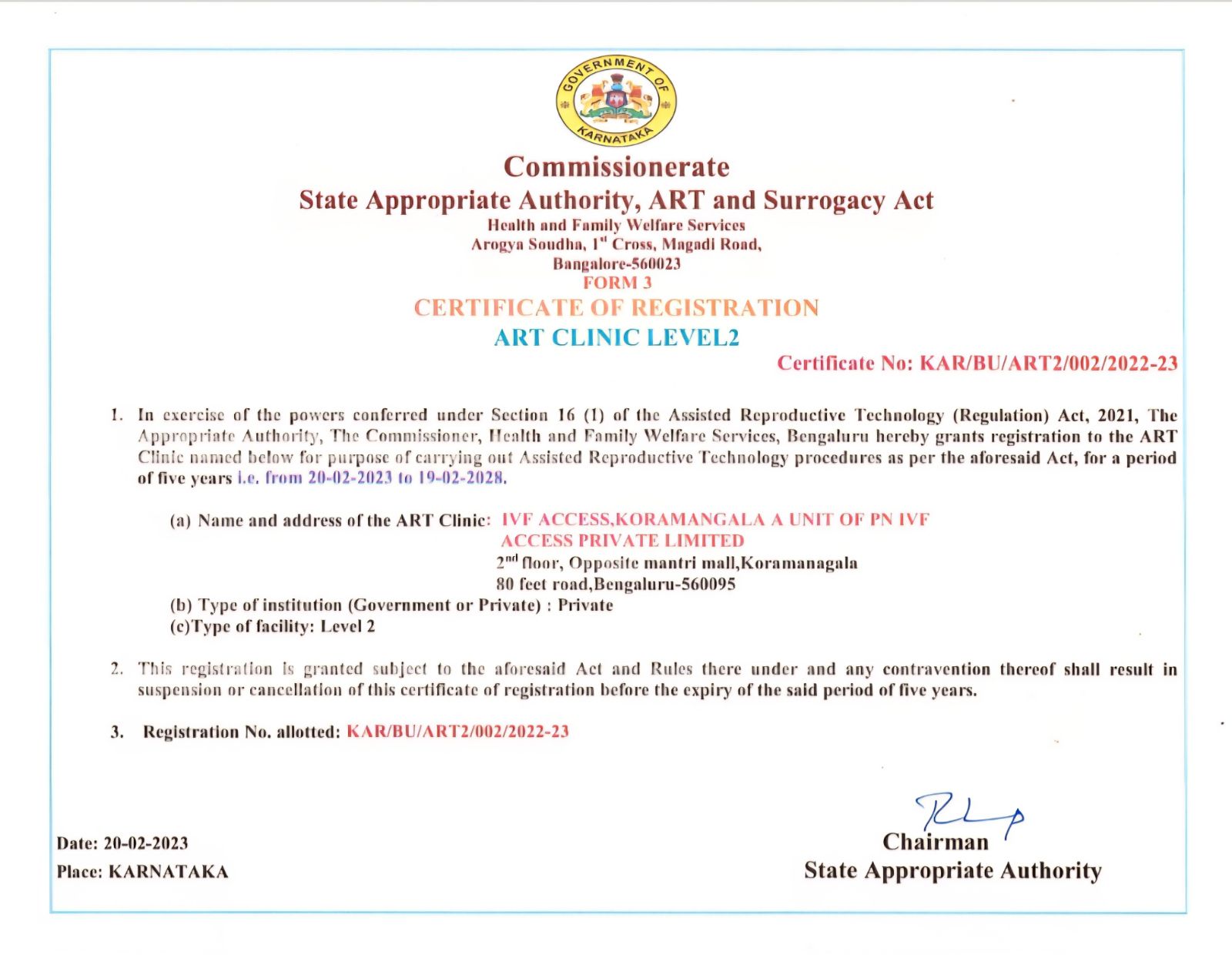 Proactive For Her egg freezing licence 